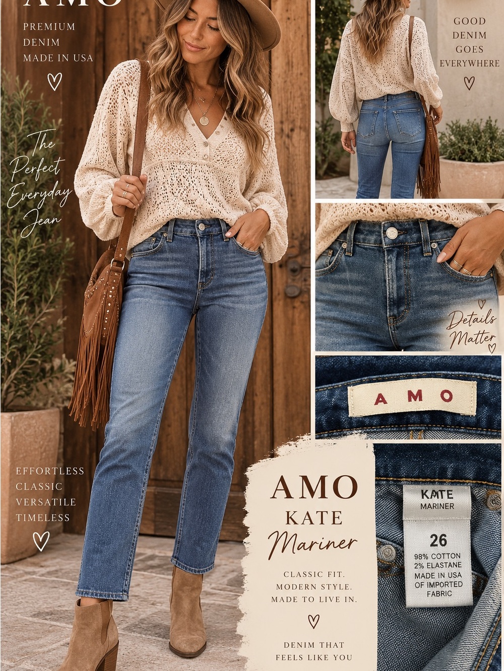 AMO Kate Mariner Straight-Leg Jeans in Mariner Blue